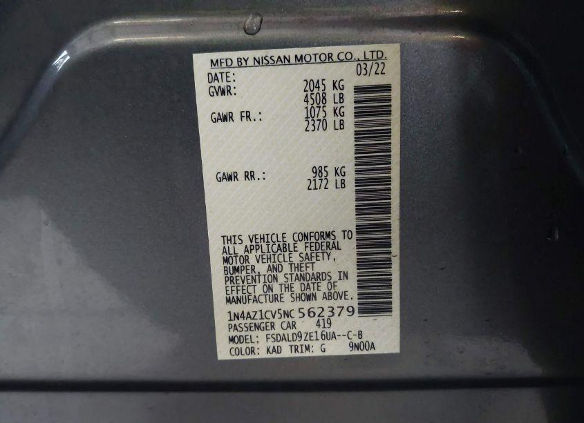 Photo 9 of 2022 Nissan Leaf SV 40 KWH (VIN 1N4AZ1CV5NC562379)