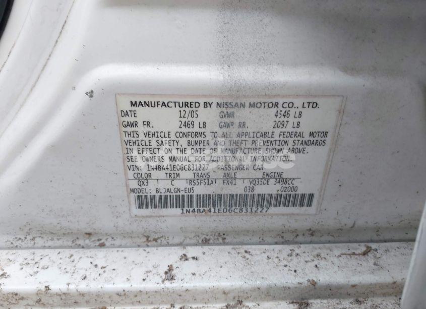 Photo 9 of 2006 Nissan Maxima 3.5 SL (VIN 1N4BA41E06C831227)