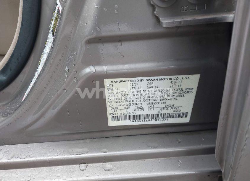 Photo 9 of 2008 Nissan Maxima 3.5 SL (VIN 1N4BA41E08C816374)