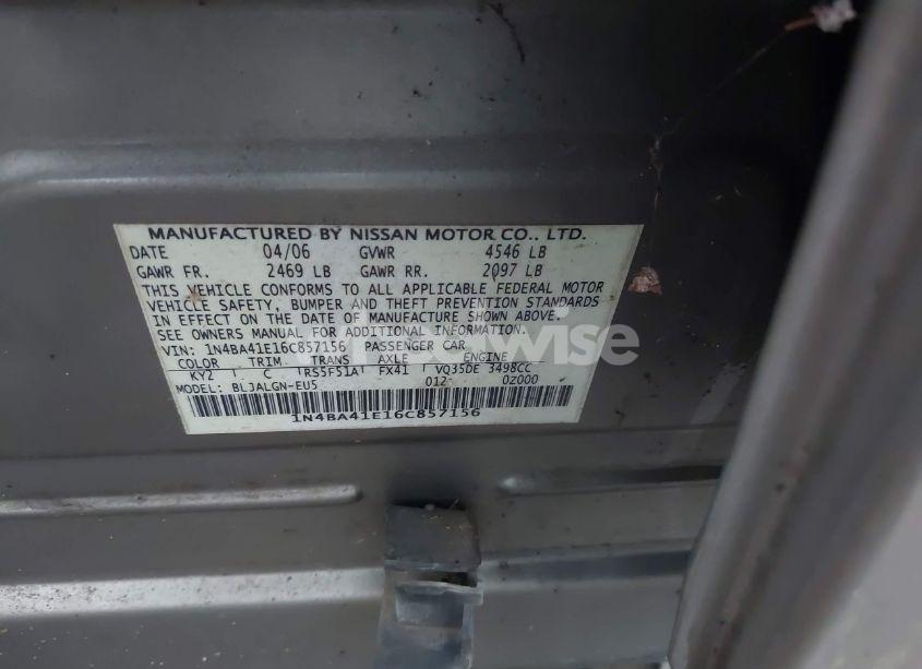 Photo 9 of 2006 Nissan Maxima 3.5 SL (VIN 1N4BA41E16C857156)