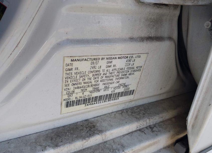 Photo 9 of 2008 Nissan Maxima 3.5 SL (VIN 1N4BA41E18C804864)