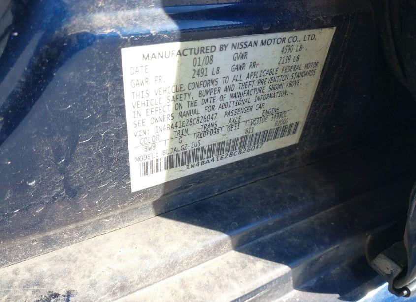 Photo 9 of 2008 Nissan Maxima 3.5 SL (VIN 1N4BA41E28C826047)