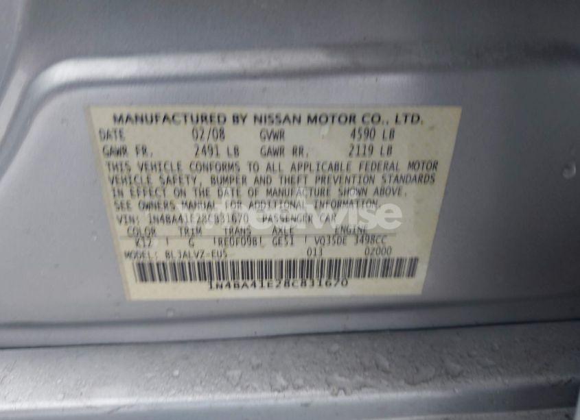 Photo 9 of 2008 Nissan Maxima 3.5 SE (VIN 1N4BA41E28C831670)
