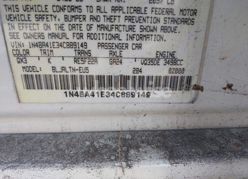 Photo 9 of 2004 Nissan Maxima 3.5 SE (VIN 1N4BA41E34C889149)