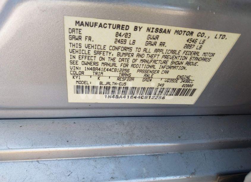 Photo 9 of 2004 Nissan Maxima 3.5 SE (VIN 1N4BA41E44C812256)