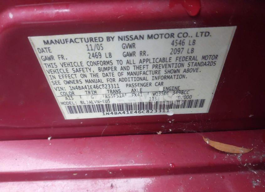 Photo 9 of 2006 Nissan Maxima 3.5 SE (VIN 1N4BA41E46C823311)