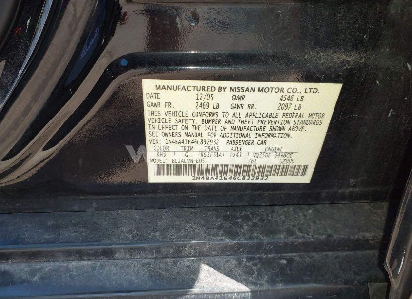 Photo 9 of 2006 Nissan Maxima 3.5 SE (VIN 1N4BA41E46C832932)