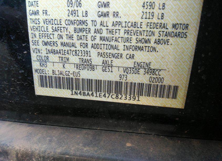 Photo 9 of 2007 Nissan Maxima 3.5 SL (VIN 1N4BA41E47C823391)