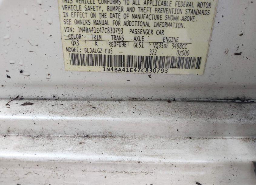 Photo 9 of 2007 Nissan Maxima 3.5 SL (VIN 1N4BA41E47C830793)