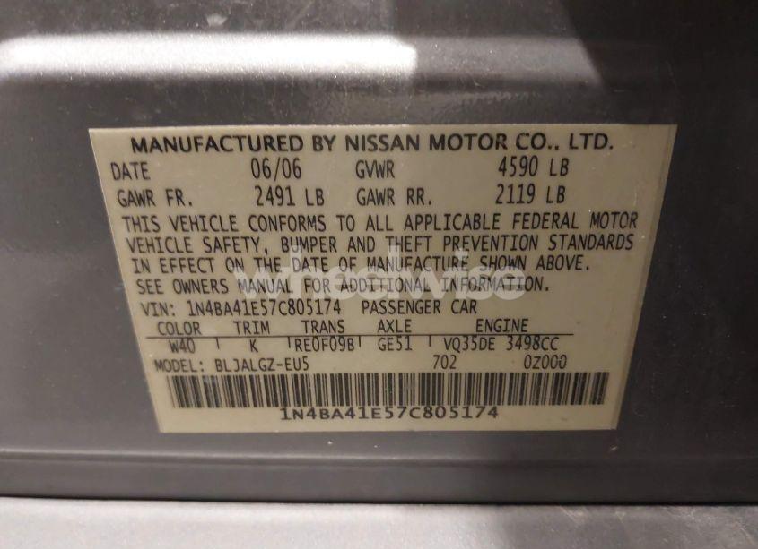 Photo 9 of 2007 Nissan Maxima 3.5 SL (VIN 1N4BA41E57C805174)