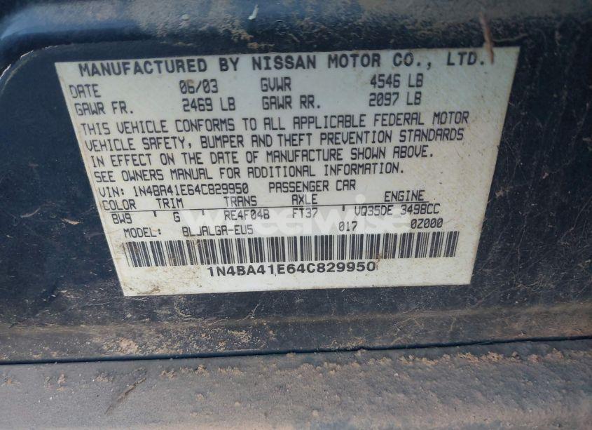 Photo 9 of 2004 Nissan Maxima 3.5 SL (VIN 1N4BA41E64C829950)