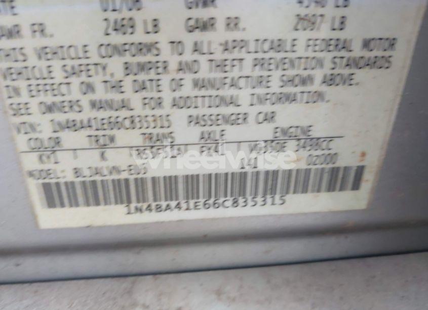 Photo 9 of 2006 Nissan Maxima 3.5 SE (VIN 1N4BA41E66C835315)