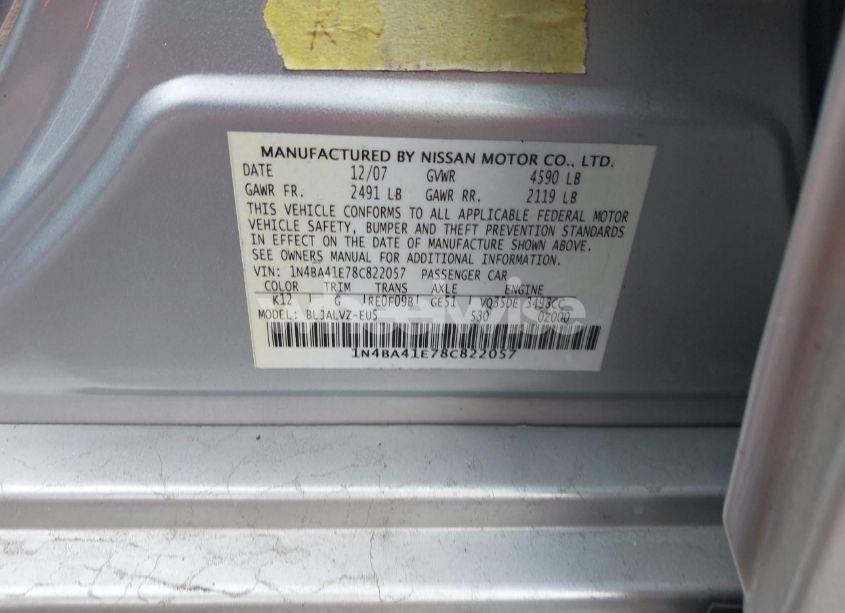 Photo 9 of 2008 Nissan Maxima 3.5 SE (VIN 1N4BA41E78C822057)