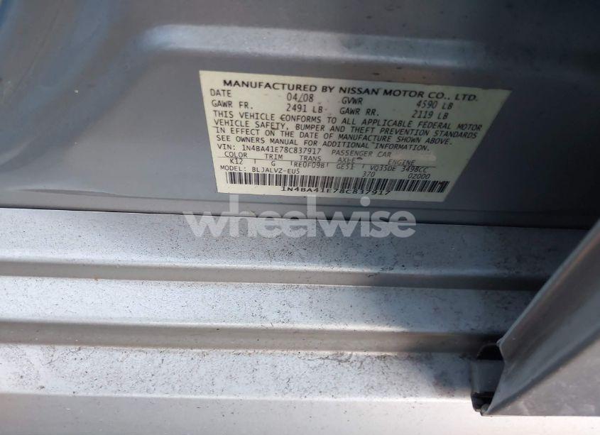 Photo 9 of 2008 Nissan Maxima 3.5 SE (VIN 1N4BA41E78C837917)