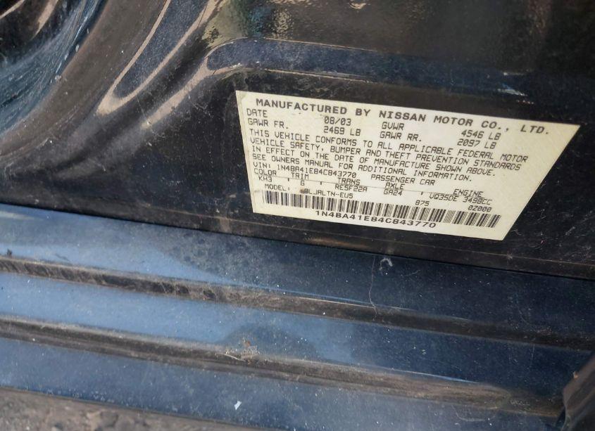 Photo 9 of 2004 Nissan Maxima 3.5 SE (VIN 1N4BA41E84C843770)