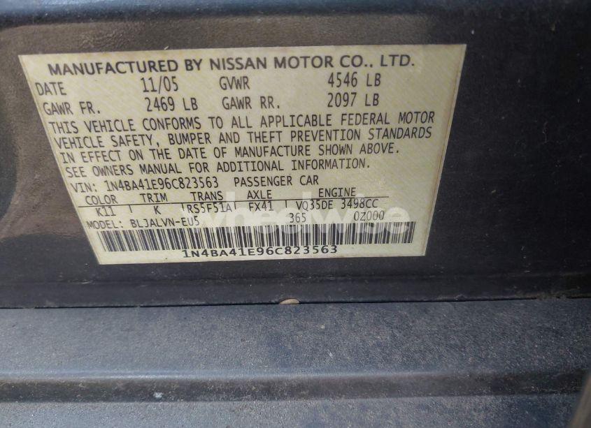 Photo 9 of 2006 Nissan Maxima 3.5 SE (VIN 1N4BA41E96C823563)