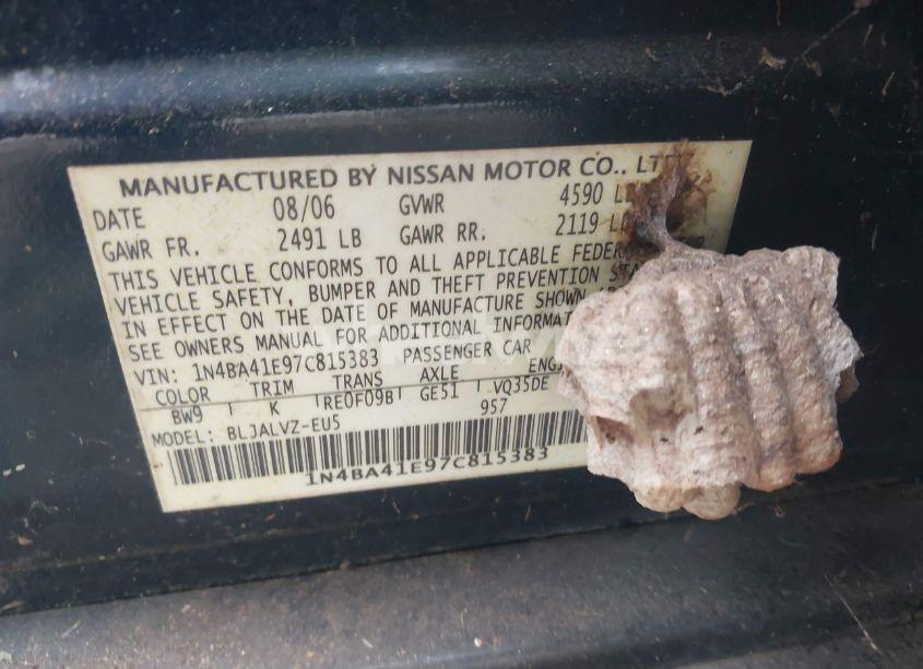 Photo 9 of 2007 Nissan Maxima 3.5 SE (VIN 1N4BA41E97C815383)