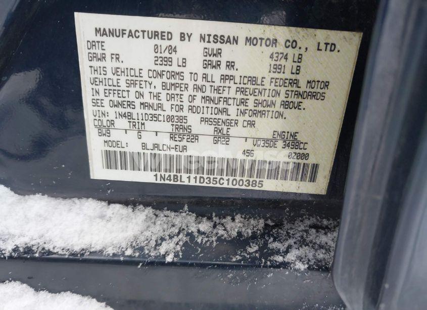 Photo 9 of 2005 Nissan Altima 3.5 SE (VIN 1N4BL11D35C100385)