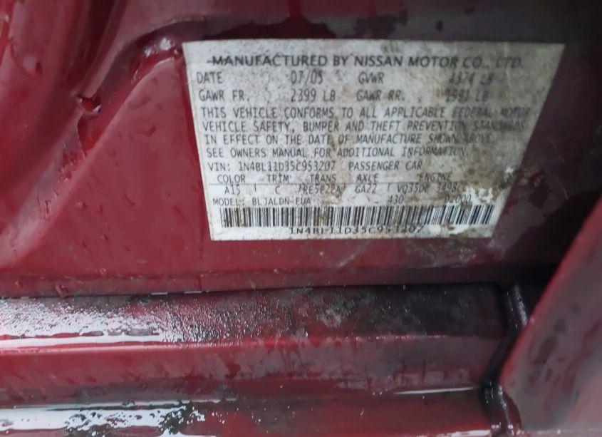 Photo 9 of 2005 Nissan Altima 3.5 SL (VIN 1N4BL11D35C953207)