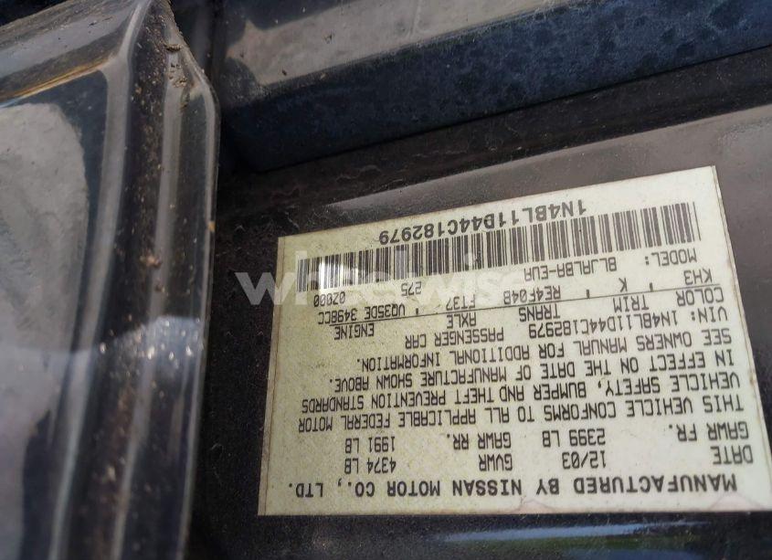 Photo 9 of 2004 Nissan Altima 3.5 SE (VIN 1N4BL11D44C182979)