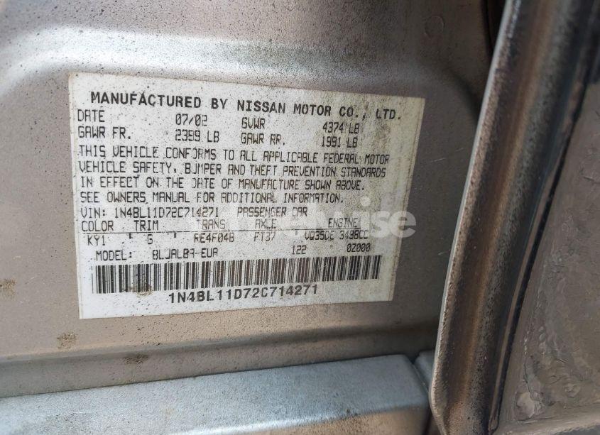 Photo 9 of 2002 Nissan Altima 3.5 SE (VIN 1N4BL11D72C714271)