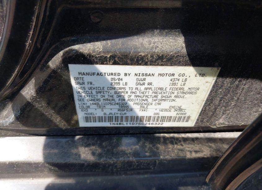Photo 9 of 2005 Nissan Altima 3.5 SE-R (VIN 1N4BL11D75C246322)