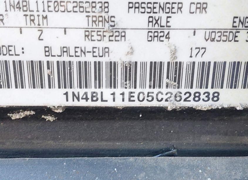 Photo 9 of 2005 Nissan Altima 3.5 SE-R (VIN 1N4BL11E05C262838)