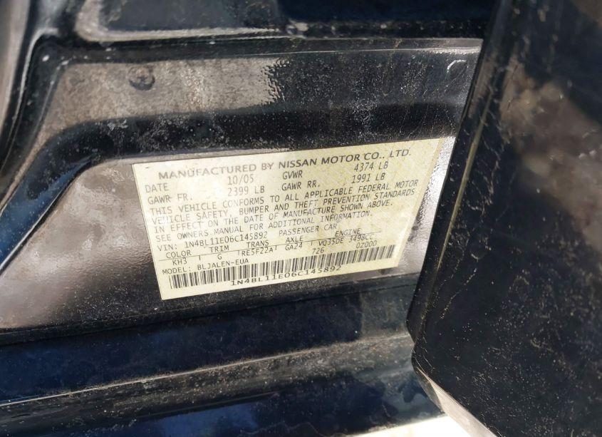 Photo 9 of 2006 Nissan Altima 3.5 SE-R (VIN 1N4BL11E06C145892)