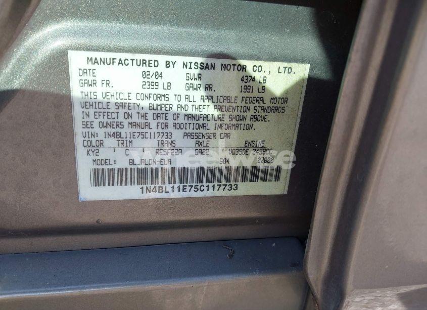 Photo 9 of 2005 Nissan Altima 3.5 SL (VIN 1N4BL11E75C117733)