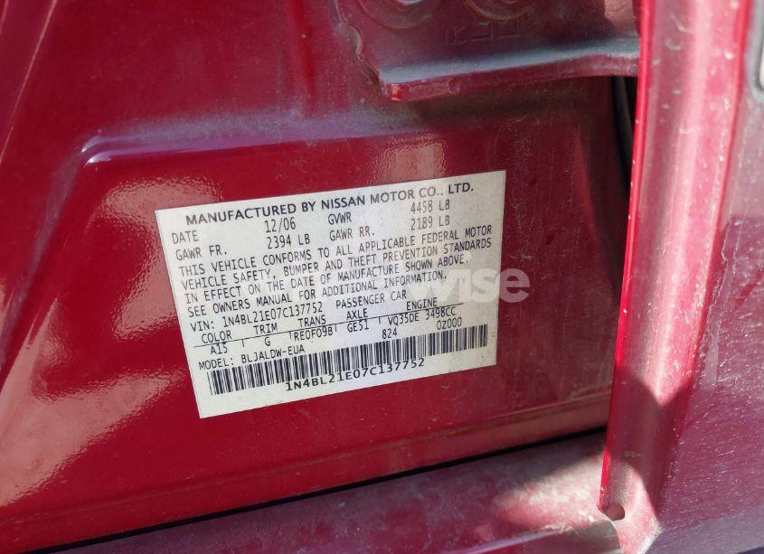 Photo 9 of 2007 Nissan Altima 3.5 SE (VIN 1N4BL21E07C137752)