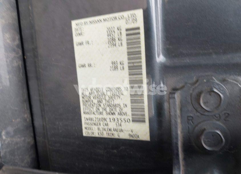 Photo 9 of 2009 Nissan Altima 3.5 SL (VIN 1N4BL21E09C193550)