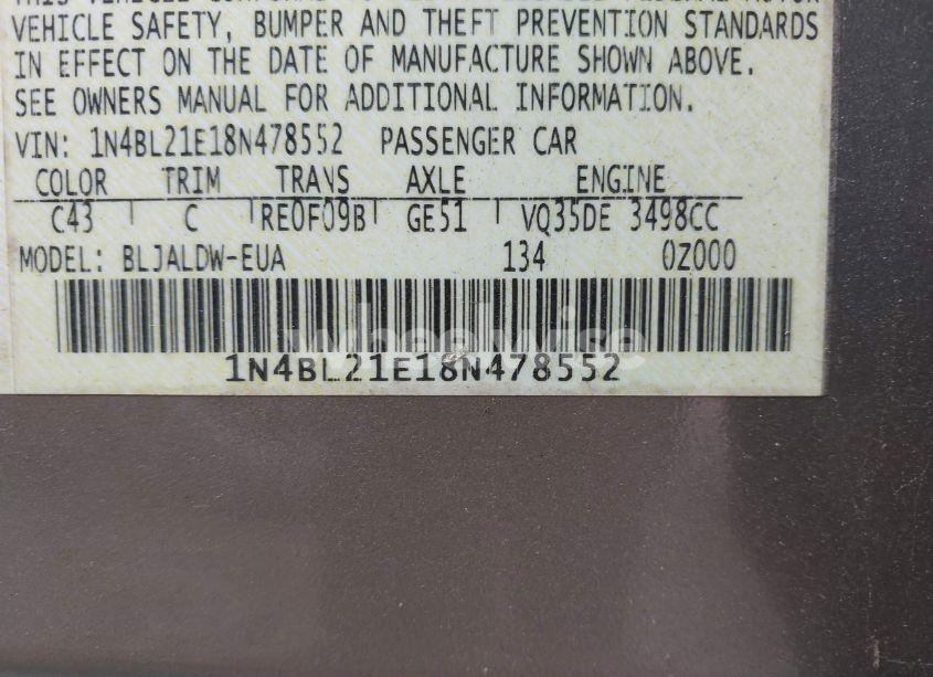 Photo 9 of 2008 Nissan Altima 3.5 SE (VIN 1N4BL21E18N478552)