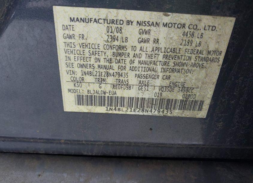 Photo 9 of 2008 Nissan Altima 3.5 SE (VIN 1N4BL21E28N479435)