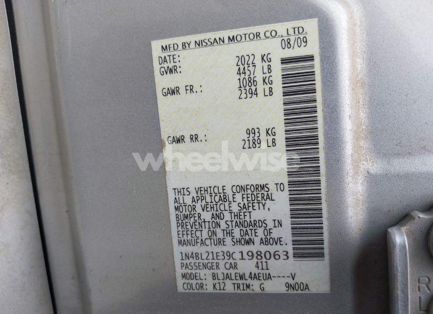 Photo 9 of 2009 Nissan Altima 3.5 SL (VIN 1N4BL21E39C198063)