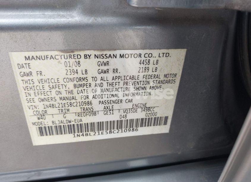 Photo 9 of 2008 Nissan Altima 3.5 SE (VIN 1N4BL21E58C210986)