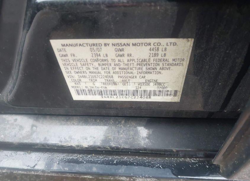 Photo 9 of 2007 Nissan Altima 3.5 SE (VIN 1N4BL21E67C224068)