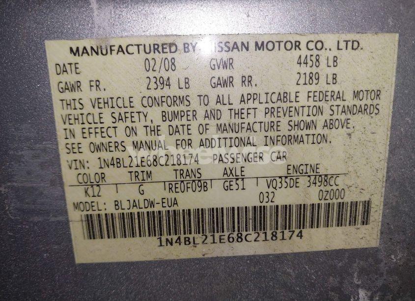 Photo 9 of 2008 Nissan Altima 3.5 SE (VIN 1N4BL21E68C218174)