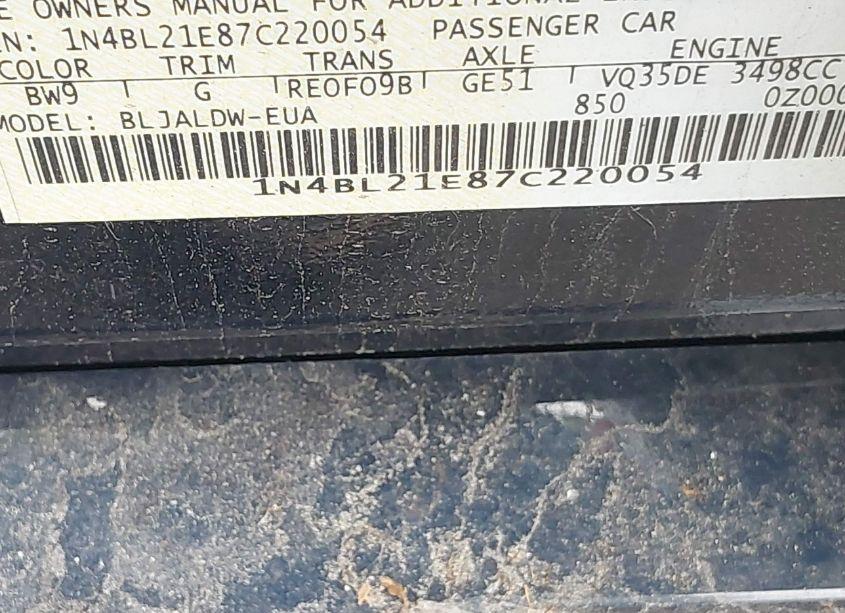 Photo 9 of 2007 Nissan Altima 3.5 SE (VIN 1N4BL21E87C220054)