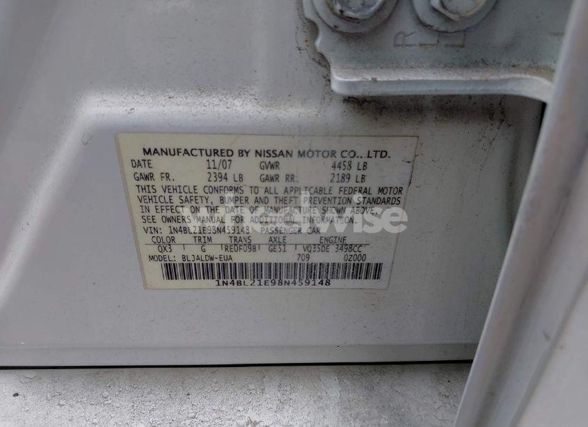 Photo 9 of 2008 Nissan Altima 3.5 SE (VIN 1N4BL21E98N459148)