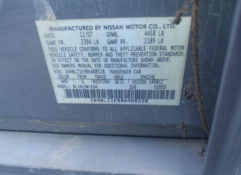 Photo 9 of 2008 Nissan Altima 3.5 SE (VIN 1N4BL21E98N468528)