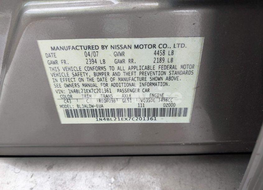 Photo 9 of 2007 Nissan Altima 3.5 SE (VIN 1N4BL21EX7C201361)