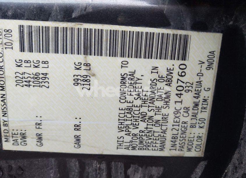 Photo 9 of 2009 Nissan Altima 3.5 SE (VIN 1N4BL21EX9C140760)