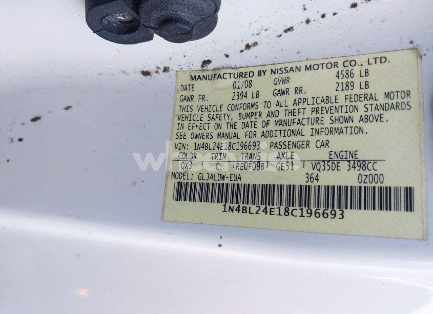 Photo 9 of 2008 Nissan Altima 3.5 SE (VIN 1N4BL24E18C196693)