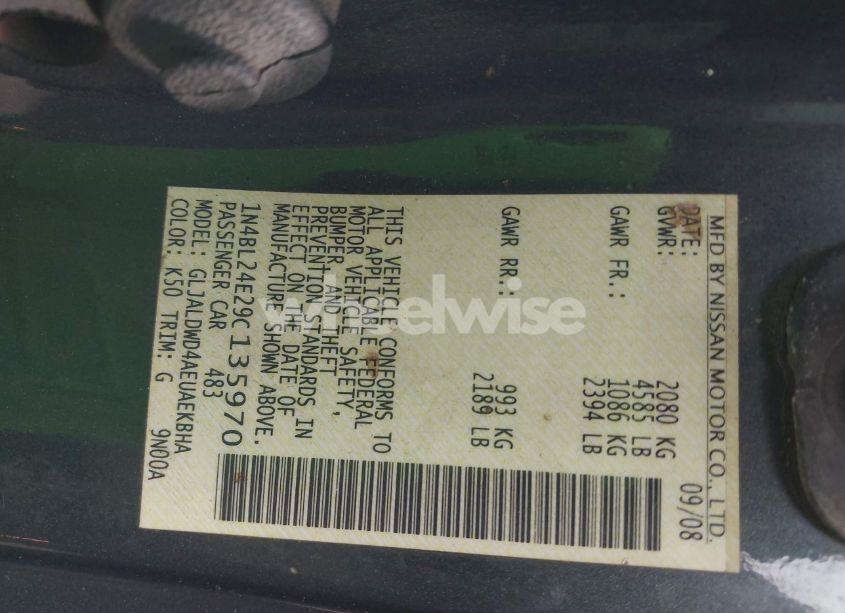 Photo 9 of 2009 Nissan Altima 3.5 SE (VIN 1N4BL24E29C135970)