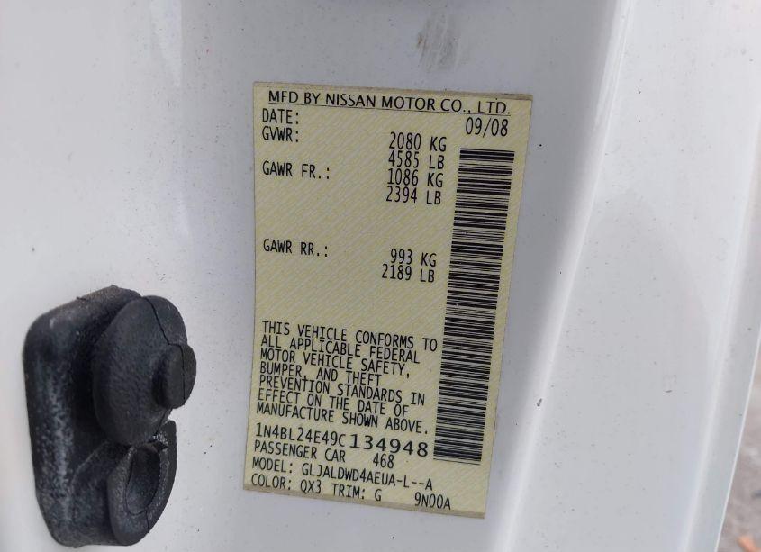 Photo 9 of 2009 Nissan Altima 3.5 SE (VIN 1N4BL24E49C134948)