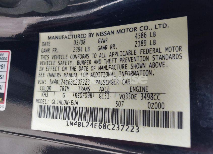 Photo 9 of 2008 Nissan Altima 3.5 SE (VIN 1N4BL24E68C237223)