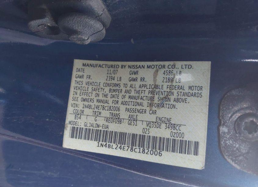 Photo 9 of 2008 Nissan Altima 3.5 SE (VIN 1N4BL24E78C182006)