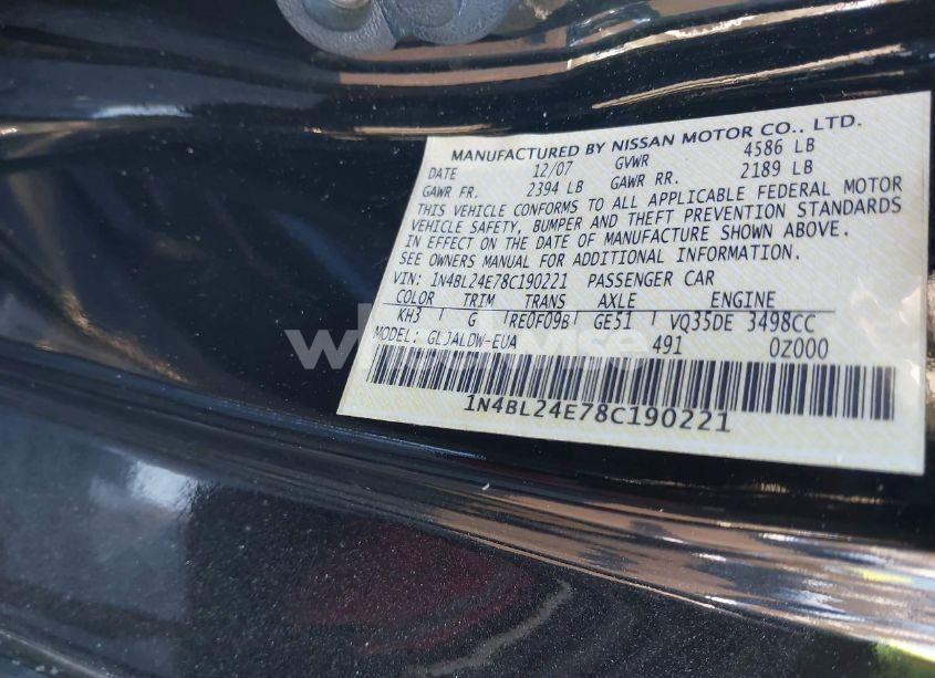 Photo 9 of 2008 Nissan Altima 3.5 SE (VIN 1N4BL24E78C190221)