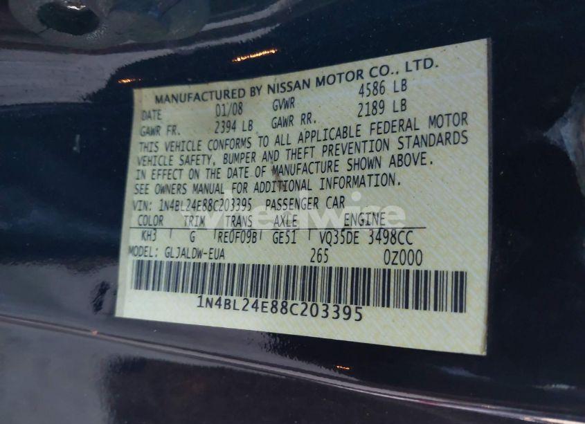Photo 9 of 2008 Nissan Altima 3.5 SE (VIN 1N4BL24E88C203395)