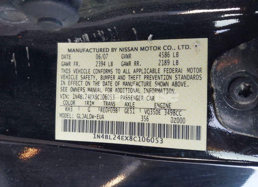 Photo 9 of 2008 Nissan Altima 3.5 SE (VIN 1N4BL24EX8C106053)